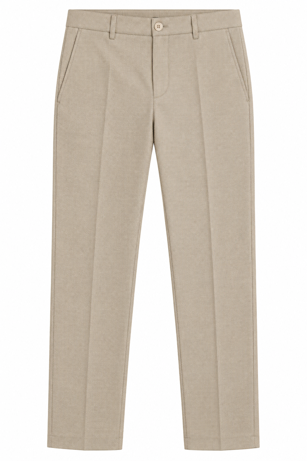 Beige Micro Check Tailored Trousers
