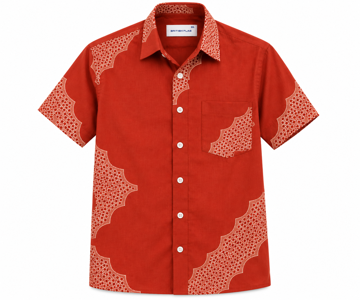 Brick Red Patterned Button Up Shirt