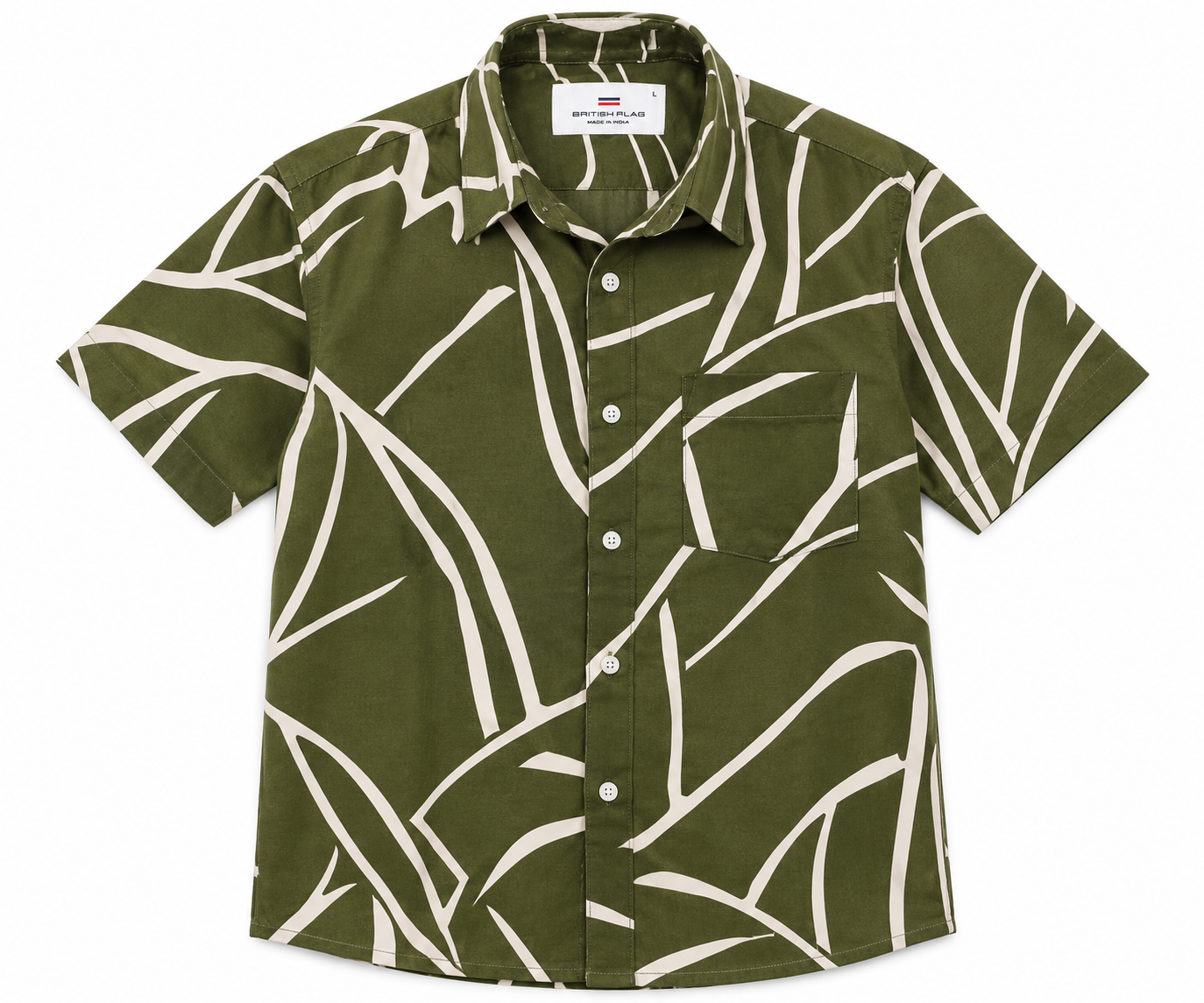 Olive Green Botanical Print Shirt