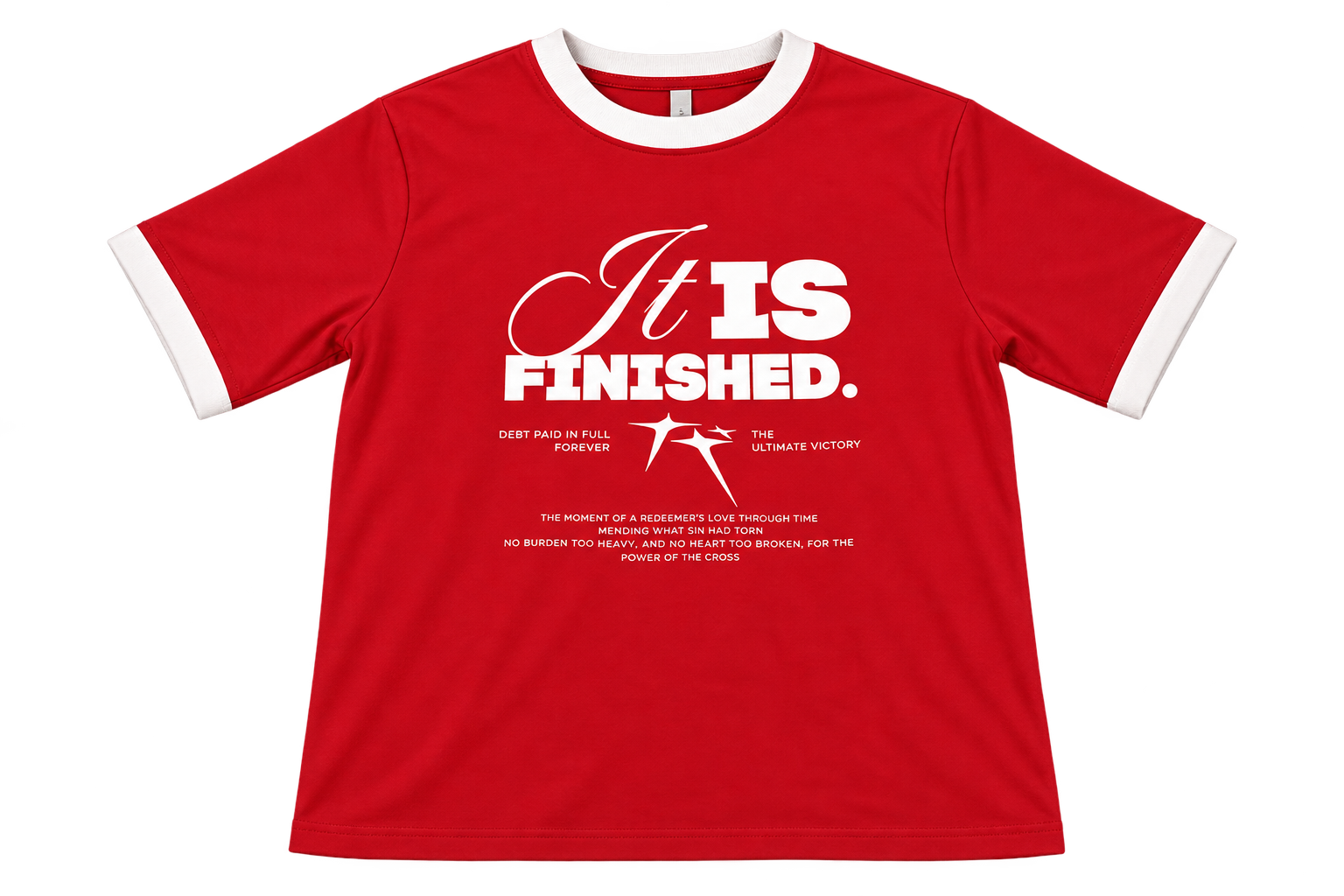 Red T Shirt with Faith Inspired White Print